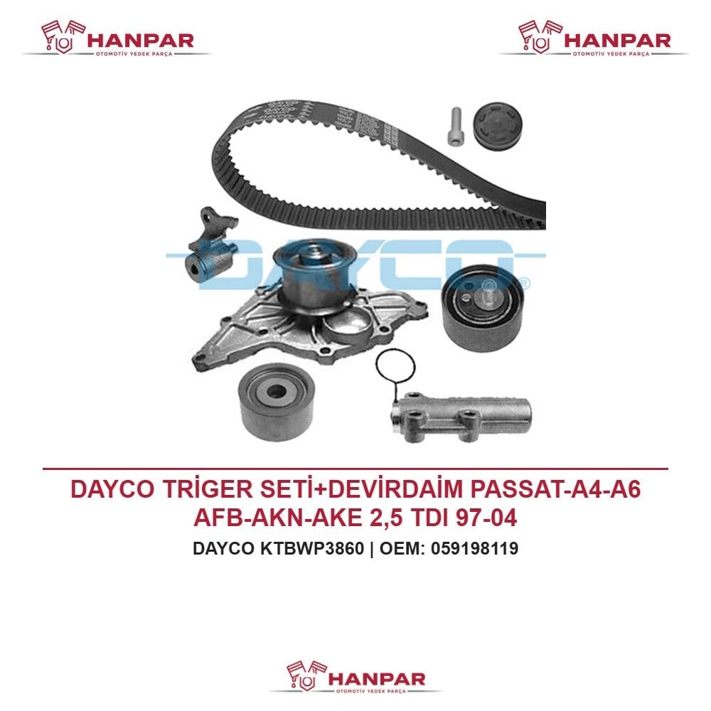 DAYCO TRİGER SETİ+DEVİRDAİM PASSAT-A4-A6 AFB-AKN-AKE 2,5 TDI 97-04