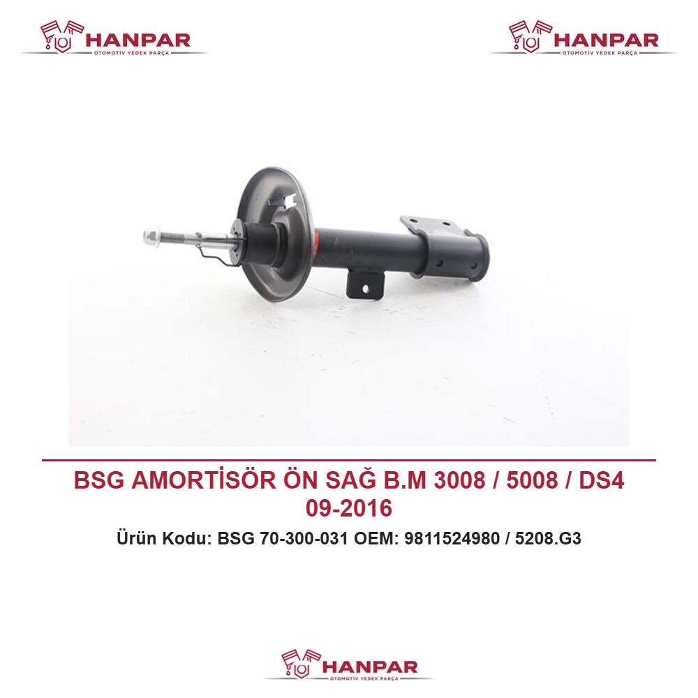 BSG AMORTİSÖR ÖN SAĞ B.M 3008 / 5008 / DS4 09-2016