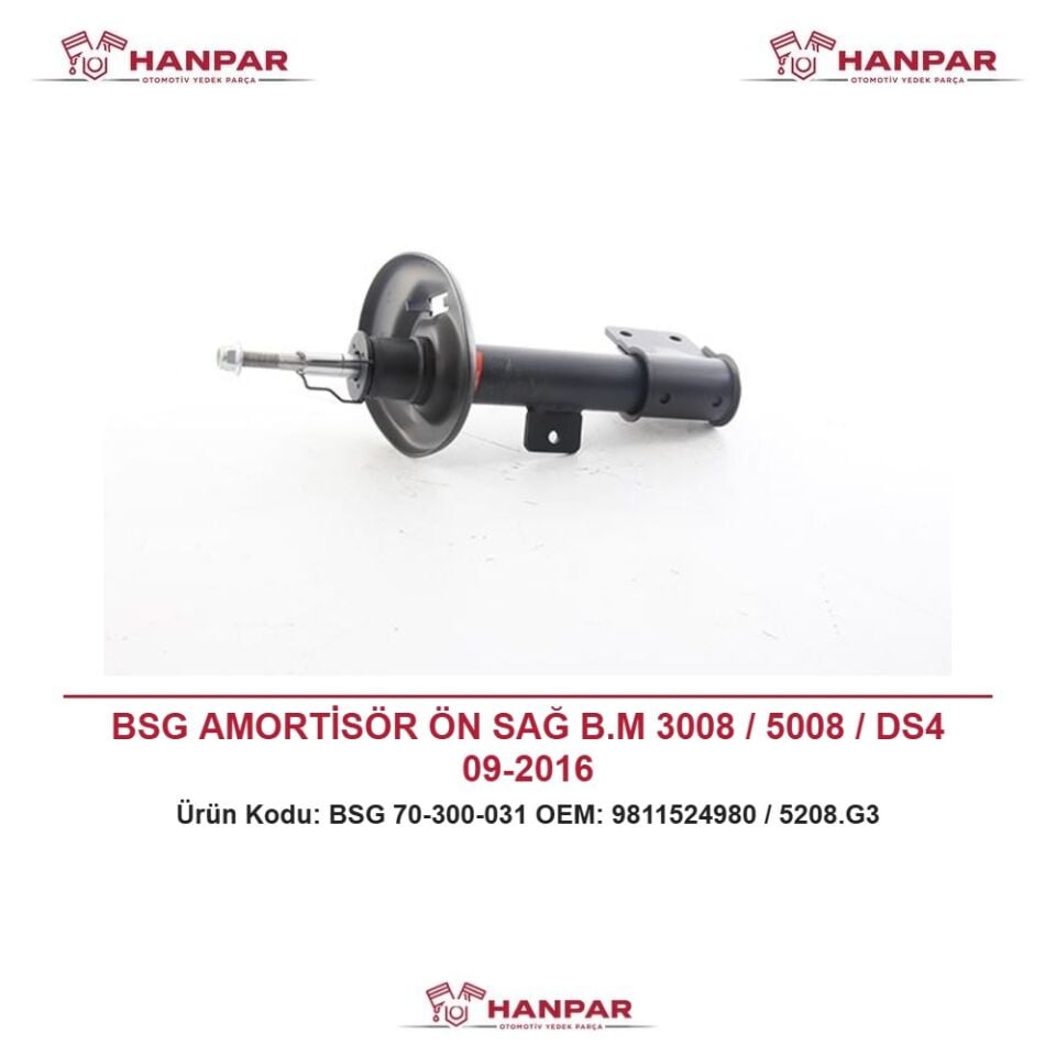 BSG AMORTİSÖR ÖN SAĞ B.M 3008 / 5008 / DS4 09-2016