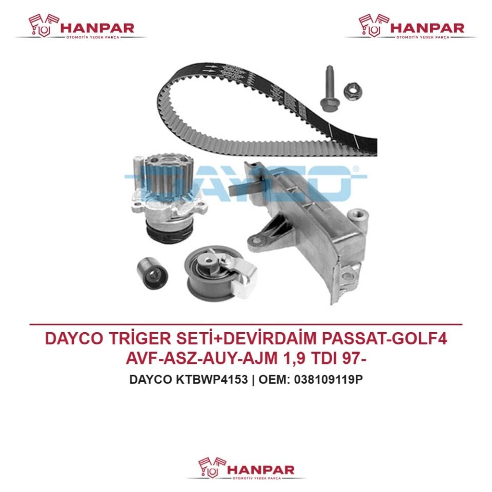 DAYCO TRİGER SETİ+DEVİRDAİM PASSAT-GOLF4 AVF-ASZ-AUY-AJM 1,9 TDI 97-