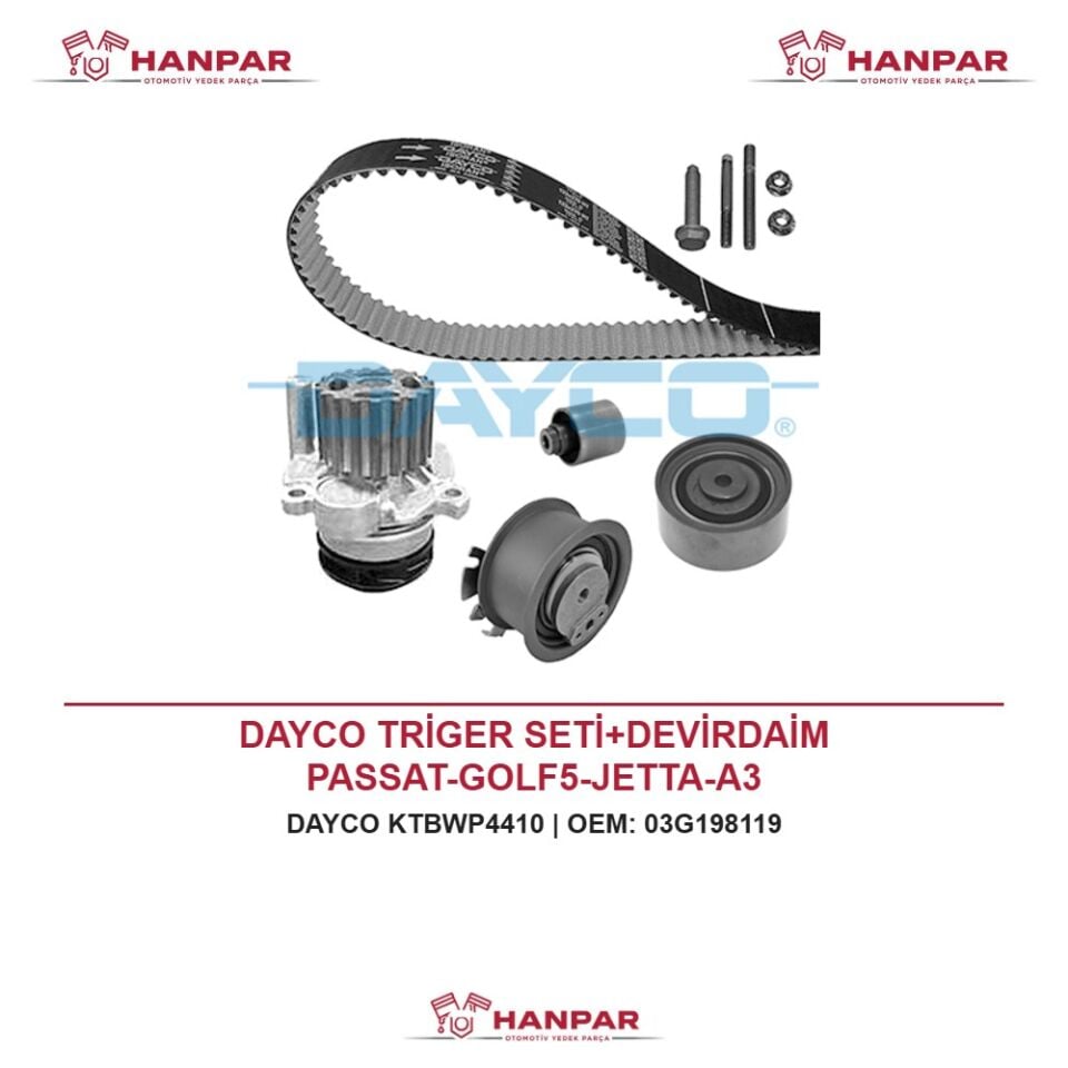 DAYCO TRİGER SETİ+DEVİRDAİM PASSAT-GOLF5-JETTA-A3 BKP-BKD-BMN-BMR-BUZ-BRE 2,0 TDI 04-06