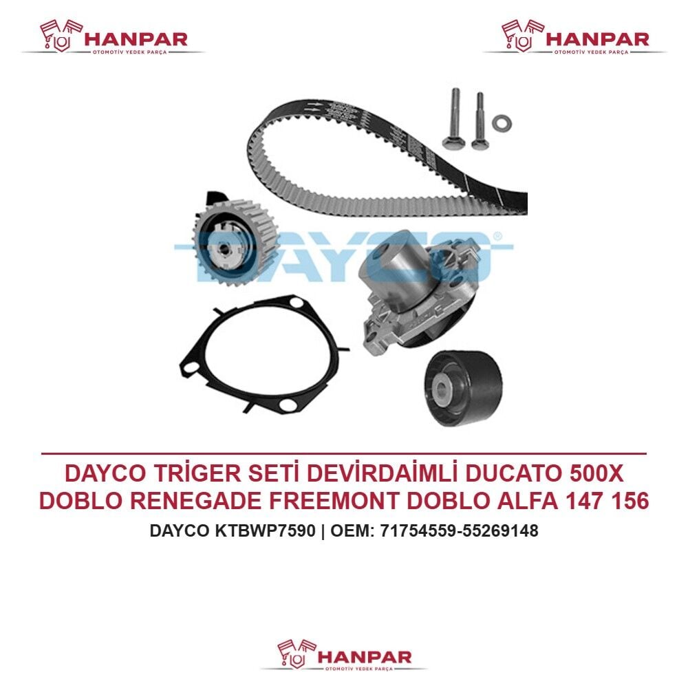 DAYCO TRİGER SETİ DEVİRDAİMLİ DUCATO 500X DOBLO RENEGADE FREEMONT DOBLO ALFA 147 156 159 1,9 2,0 03-