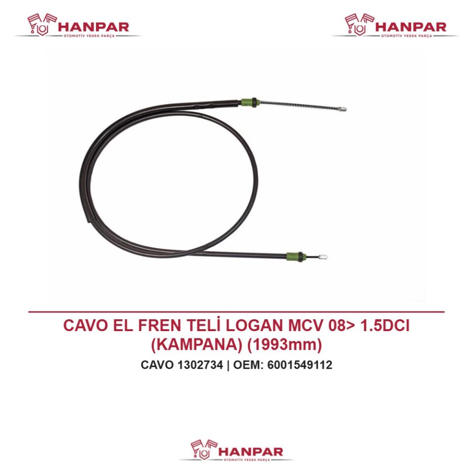 CAVO EL FREN TELİ LOGAN MCV 08> 1.5DCI (KAMPANA) (1993mm)