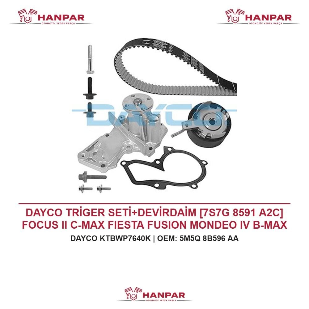 DAYCO TRİGER SETİ+DEVİRDAİM [7S7G 8591 A2C] FOCUS II C-MAX FIESTA FUSION MONDEO IV B-MAX MAZDA II VOLVO S40 V50 1.25 1.4 1.6 TI VCT 16 VALF 03-