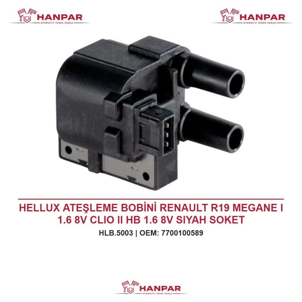 HELLUX ATEŞLEME BOBİNİ RENAULT R19 MEGANE I 1.6 8V CLIO II HB 1.6 8V SIYAH SOKET