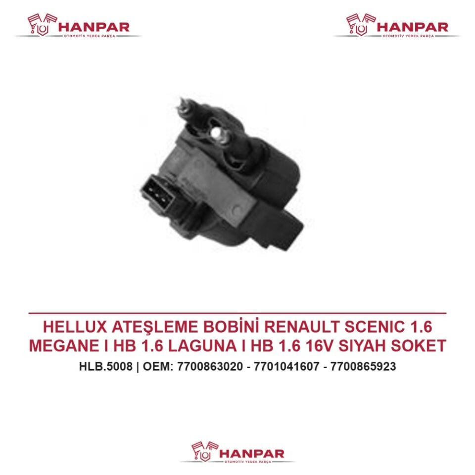 HELLUX ATEŞLEME BOBİNİ RENAULT SCENIC 1.6 MEGANE I HB 1.6 LAGUNA I HB 1.6 16V SIYAH SOKET