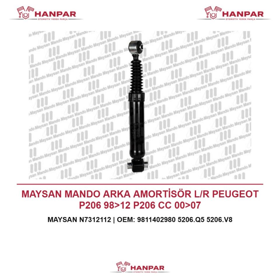 MAYSAN MANDO ARKA AMORTİSÖR L/R PEUGEOT P206 98>12 P206 CC 00>07