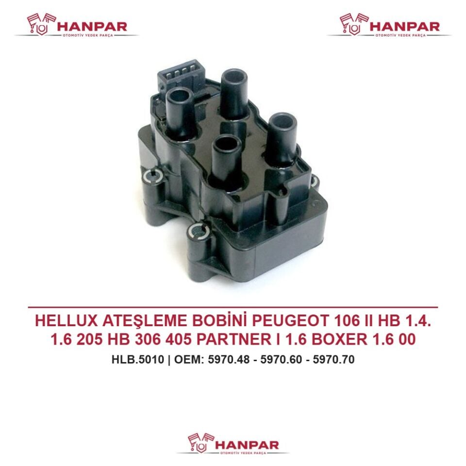 HELLUX ATEŞLEME BOBİNİ PEUGEOT 106 II HB 1.4. 1.6 205 HB 306 405 PARTNER I 1.6 BOXER 1.6 00 CITROEN BERLINGO 1.6 00