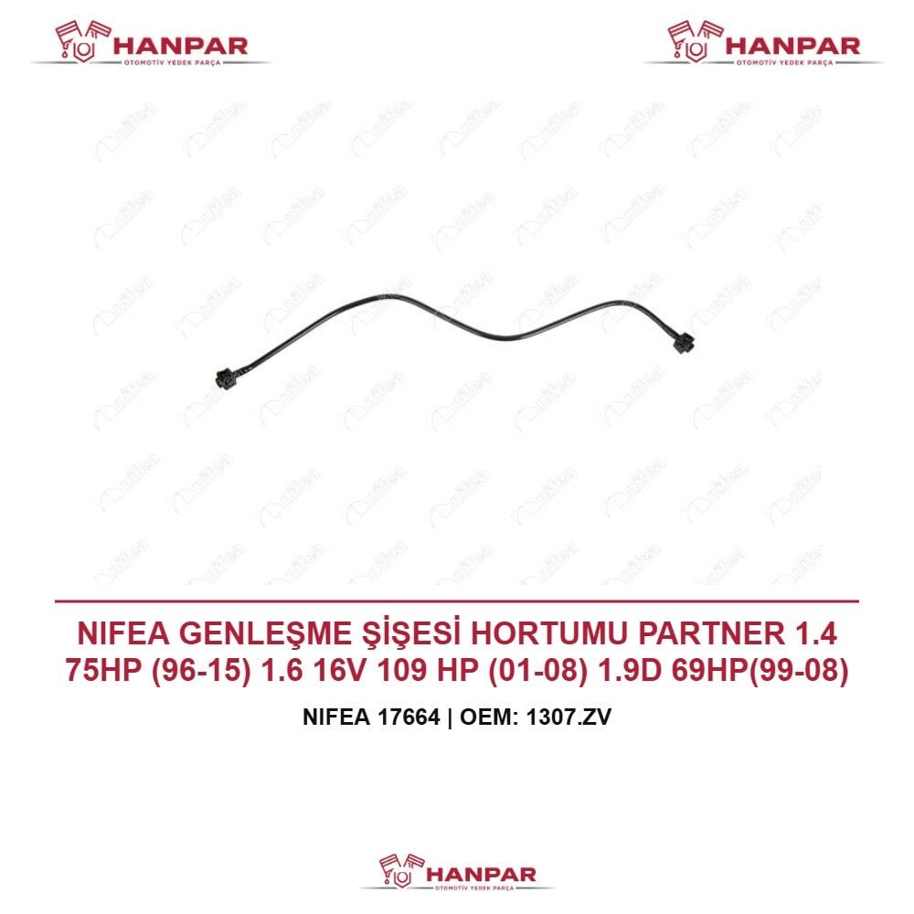 NIFEA GENLEŞME ŞİŞESİ HORTUMU PARTNER 1.4 75HP (96-15) 1.6 16V 109 HP (01-08) 1.9D 69HP(99-08)