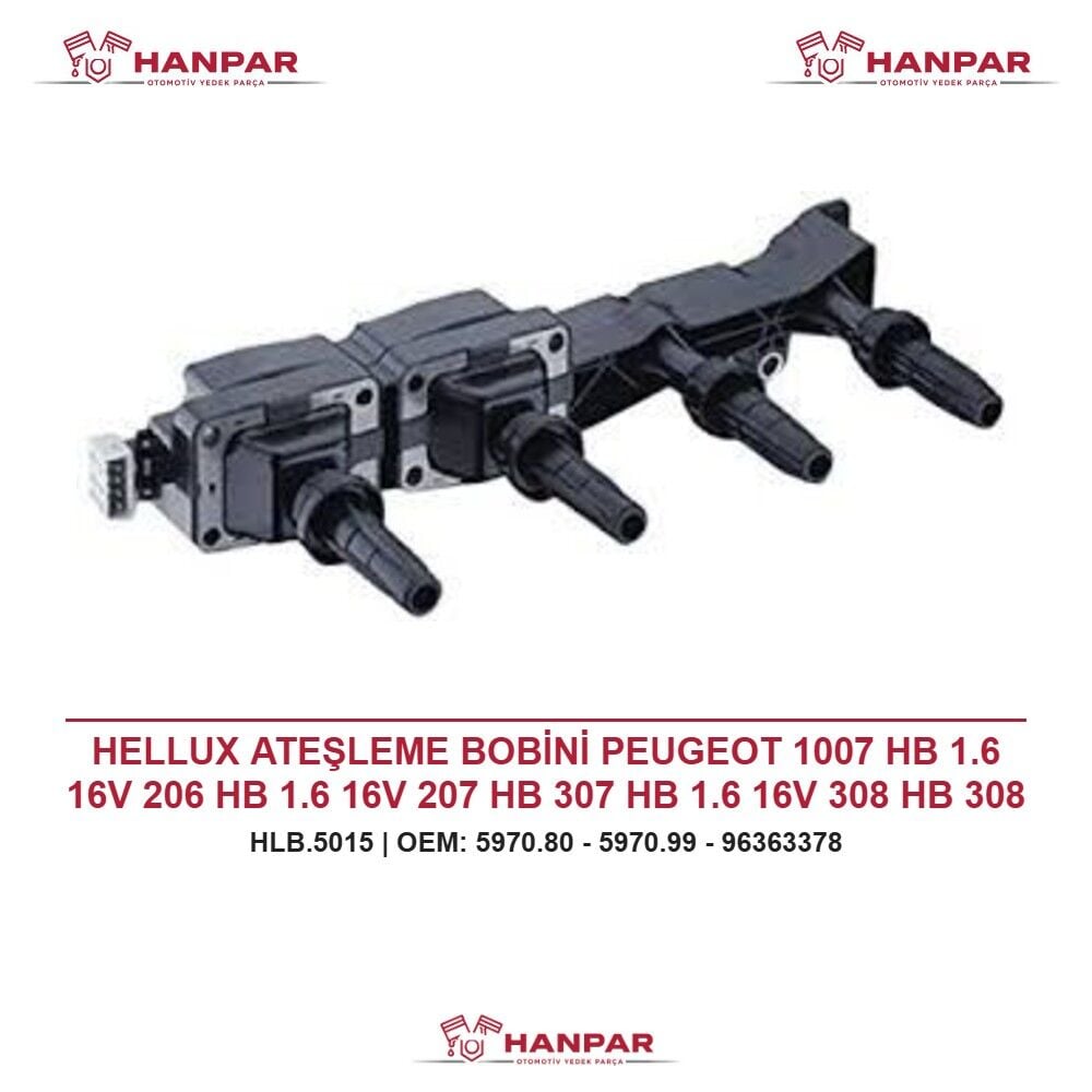 HELLUX ATEŞLEME BOBİNİ PEUGEOT 1007 HB 1.6 16V 206 HB 1.6 16V 207 HB 307 HB 1.6 16V 308 HB 308 SW PARTNER I. II 1.6 16V PEUGEOT BERLINGO 1.6 C2 C3 C4 1.6 XSARA 1.6