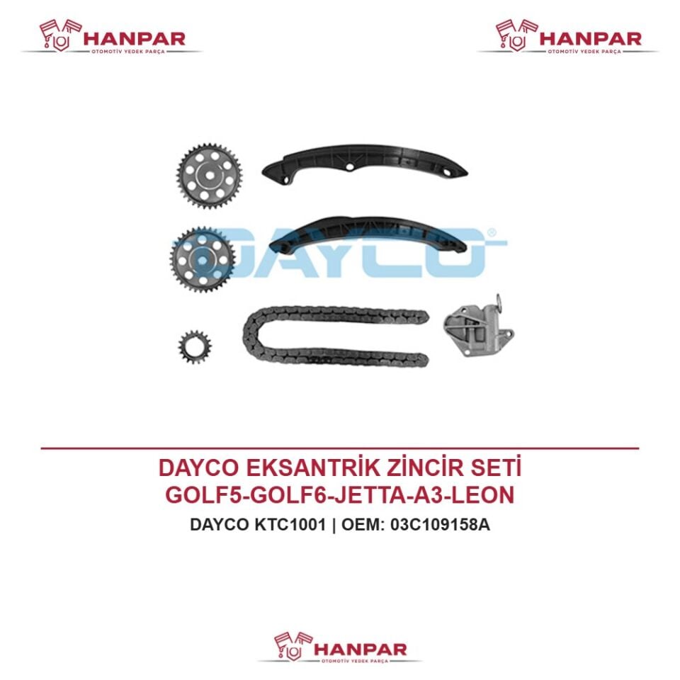 DAYCO EKSANTRİK ZİNCİR SETİ GOLF5-GOLF6-JETTA-A3-LEON BAG-BLF-BLP-BMY-CAXA-CAVA 1,4 TSI-1,6 FSI 04-13