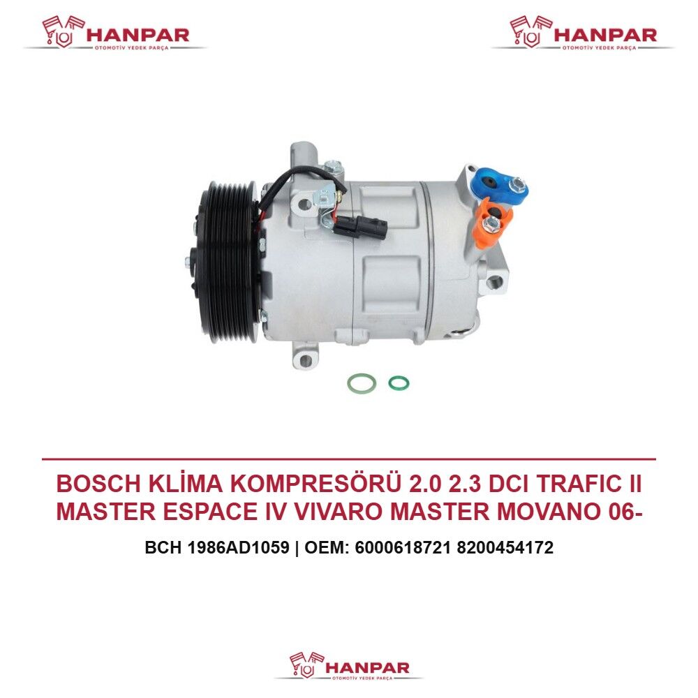 BOSCH KLİMA KOMPRESÖRÜ 2.0 2.3 DCI TRAFIC II MASTER ESPACE IV VIVARO MASTER MOVANO 06-