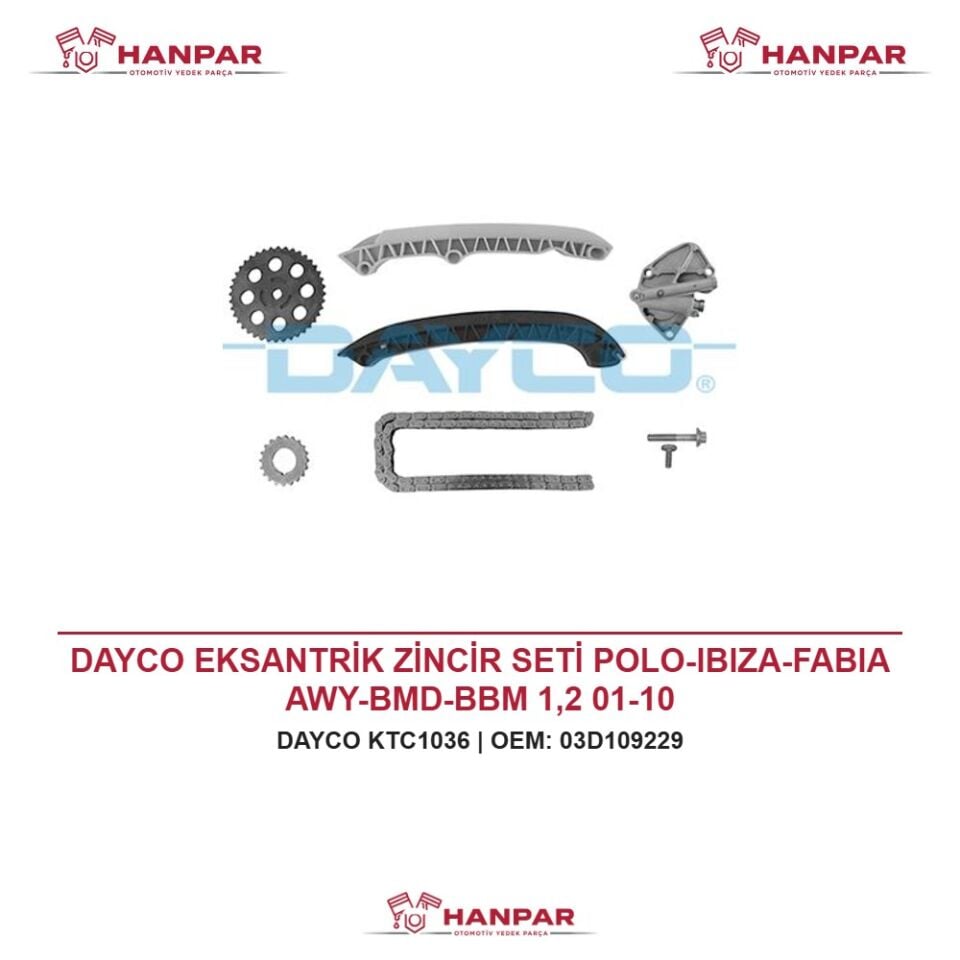 DAYCO EKSANTRİK ZİNCİR SETİ POLO-IBIZA-FABIA AWY-BMD-BBM 1,2 01-10