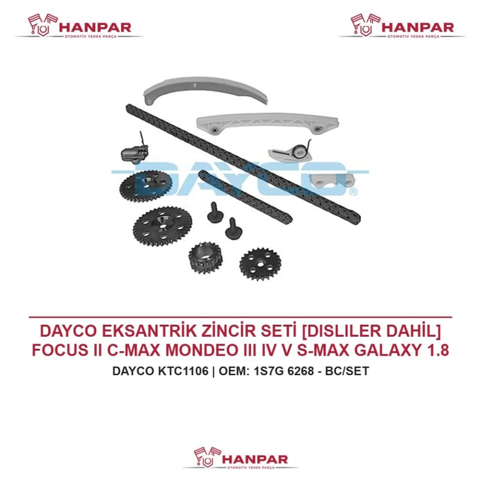 DAYCO EKSANTRİK ZİNCİR SETİ [DISLILER DAHİL] FOCUS II C-MAX MONDEO III IV V S-MAX GALAXY 1.8 2.0 DURATEC-HE 01-