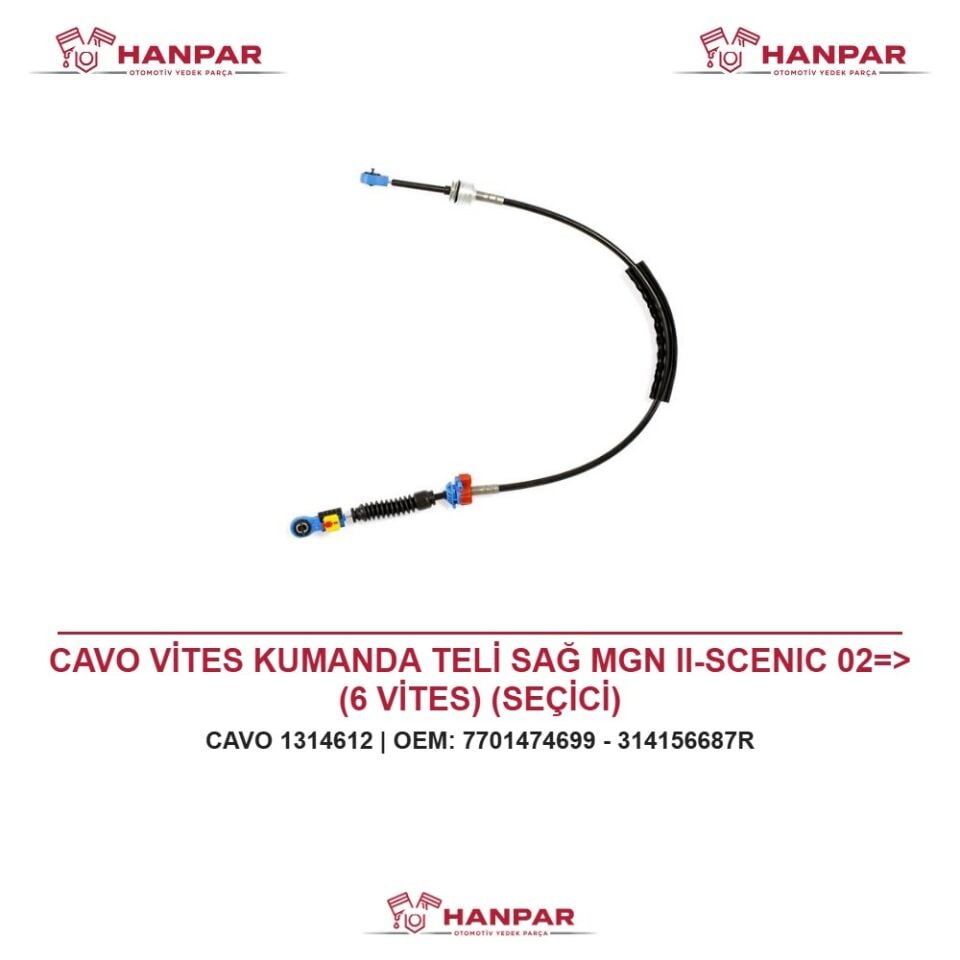 CAVO VİTES KUMANDA TELİ SAĞ MGN II-SCENIC 02=> (6 VİTES) (SEÇİCİ)
