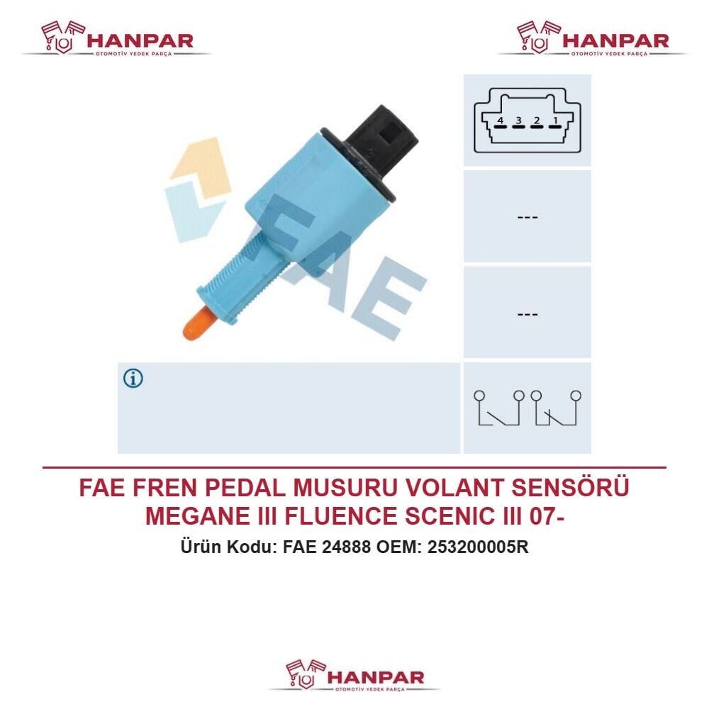 FAE FREN PEDAL MUSURU VOLANT SENSÖRÜ MEGANE III FLUENCE SCENIC III 07-