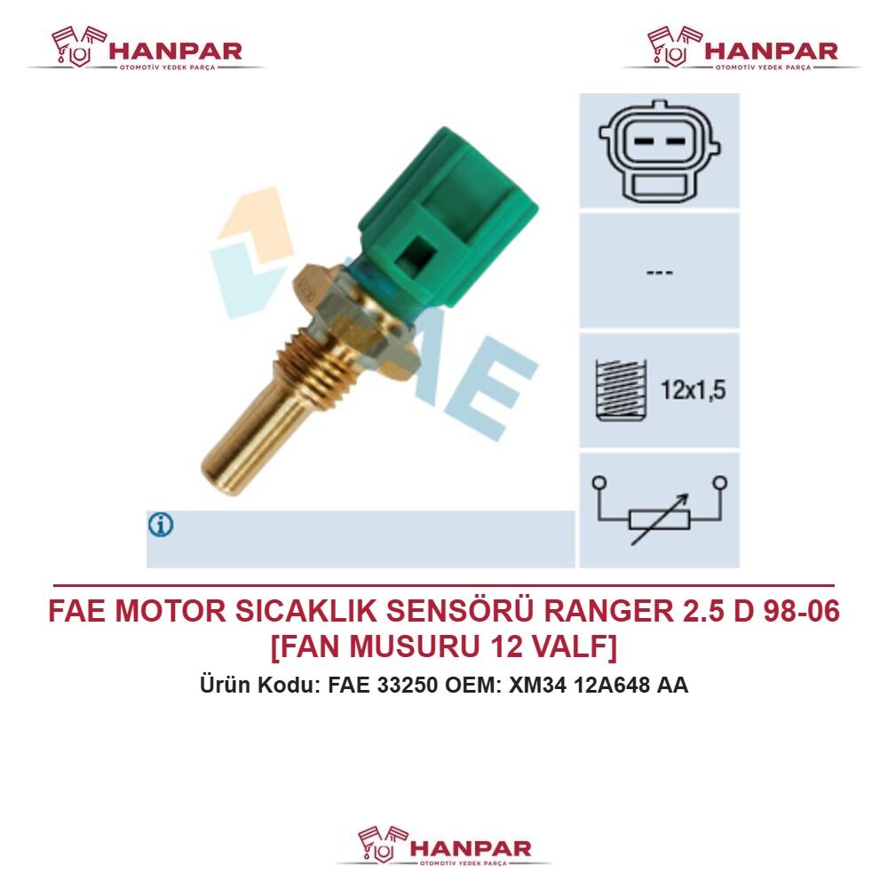 FAE MOTOR SICAKLIK SENSÖRÜ RANGER 2.5 D 98-06 [FAN MUSURU 12 VALF]