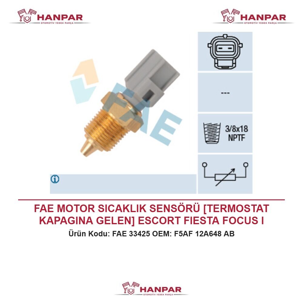 FAE MOTOR SICAKLIK SENSÖRÜ [TERMOSTAT KAPAGINA GELEN] ESCORT FIESTA FOCUS I MONDEO I II TRANSIT M-12 M-15 S40 II S60 I V50 JAGUAR S-TYPE II RANGE ROVER III MAZDA II 91-
